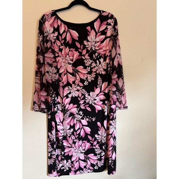 Connected Apparel Dress XXL 14 16 Black Pink Career Church Sheath Washable NEW - Picture 10 of 14